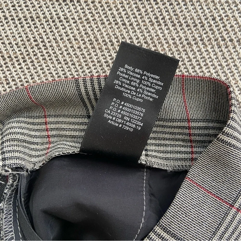 Aritzia Babaton Conan Pant Grey Check Print High Rise Pull On Trousers size 4 - Picture 8 of 9